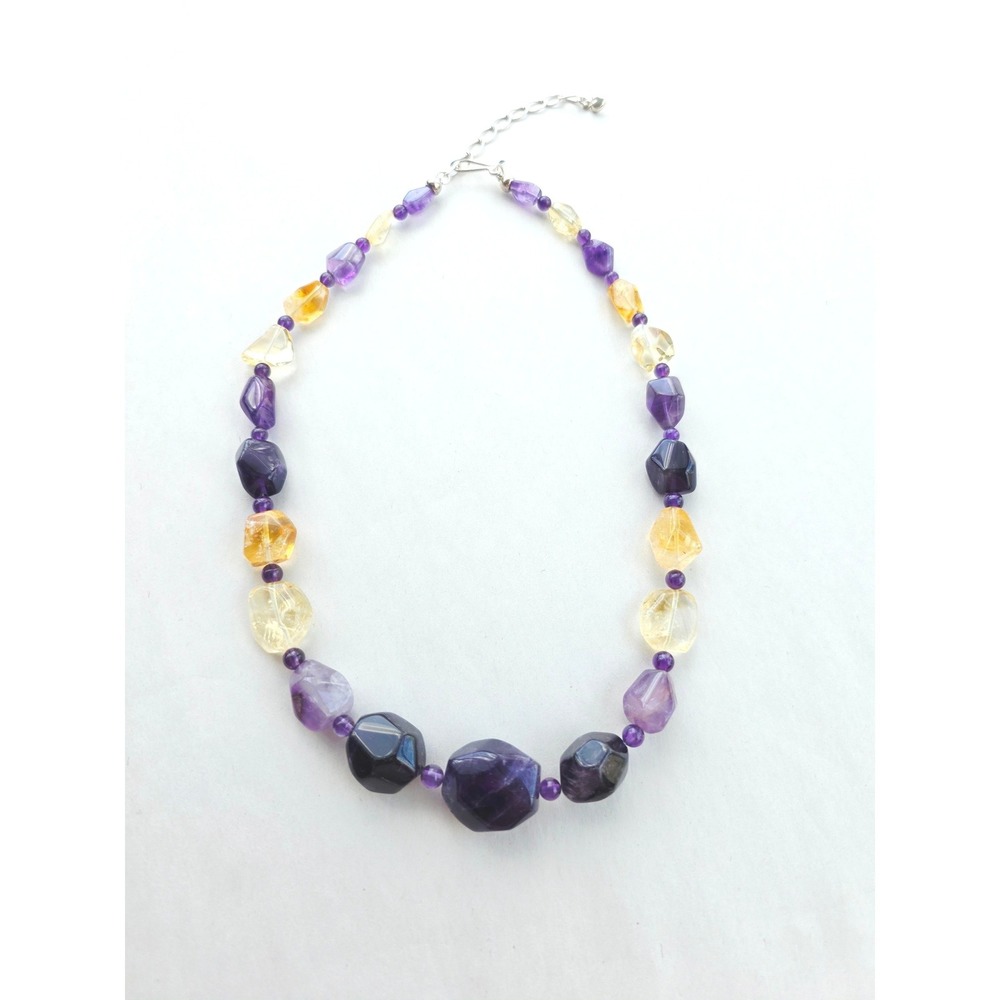 Jay King DTR Sterling Silver 925 Citrine Amethyst Beaded Necklace